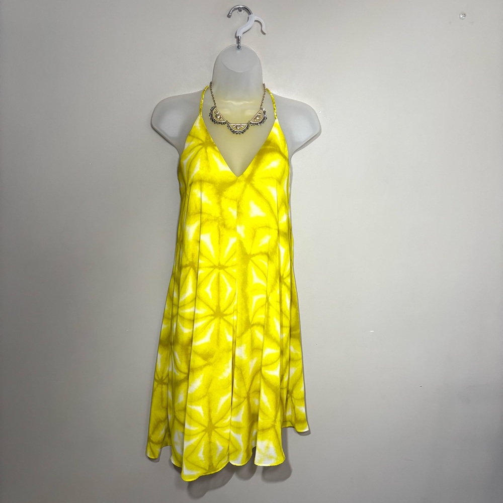 Calvin Klein Yellow Racer Back Sundress Women’s 6 Asymmetrical Resort Flowy Chic